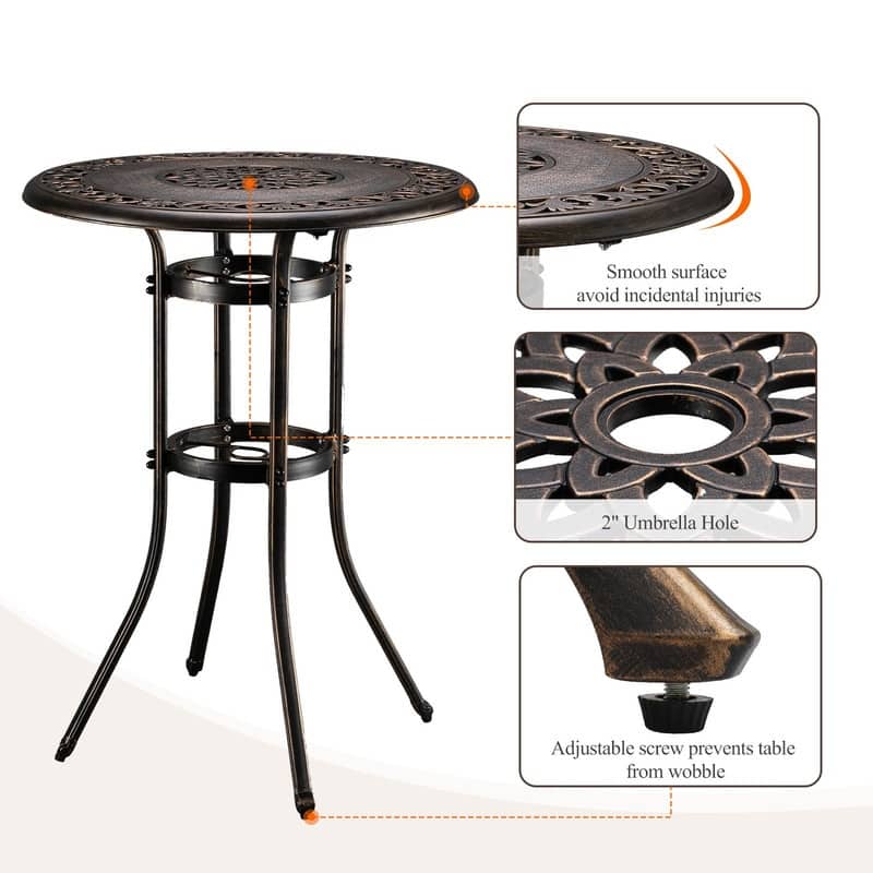 41" H Outdoor Cast Aluminum Round Dining Table