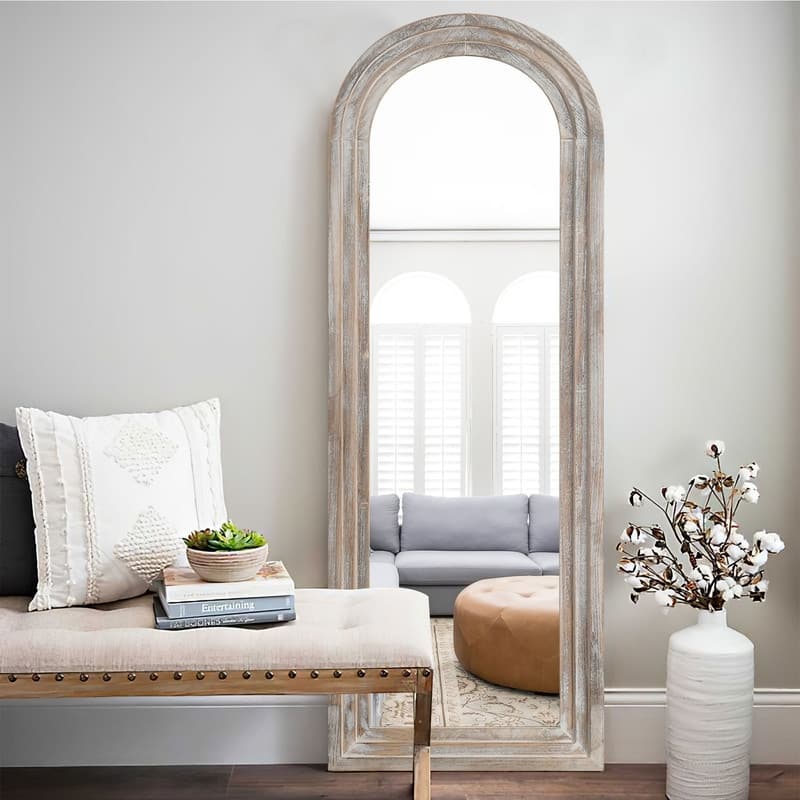 Classic Arched Solid Wood Framed Full Length Mirror