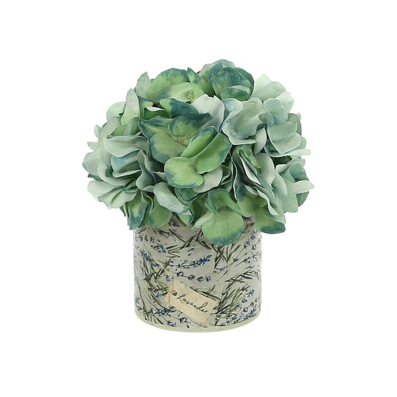 Hydrangea Arrangement in a Glass Vase - Green, Multi Color