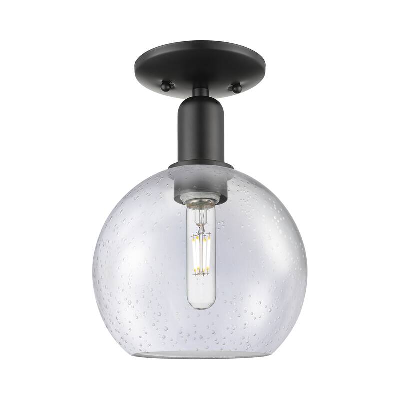 Innovations Lighting Endless Possibilities Arcadia - Athens - 1 Light 8" Semi-Flush Mount - Seedy/Matte Black