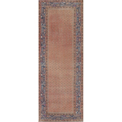 All-Over Botemir Persian Vintage Runner Rug Hand-knotted Wool Carpet - 3'3" x 10'0"