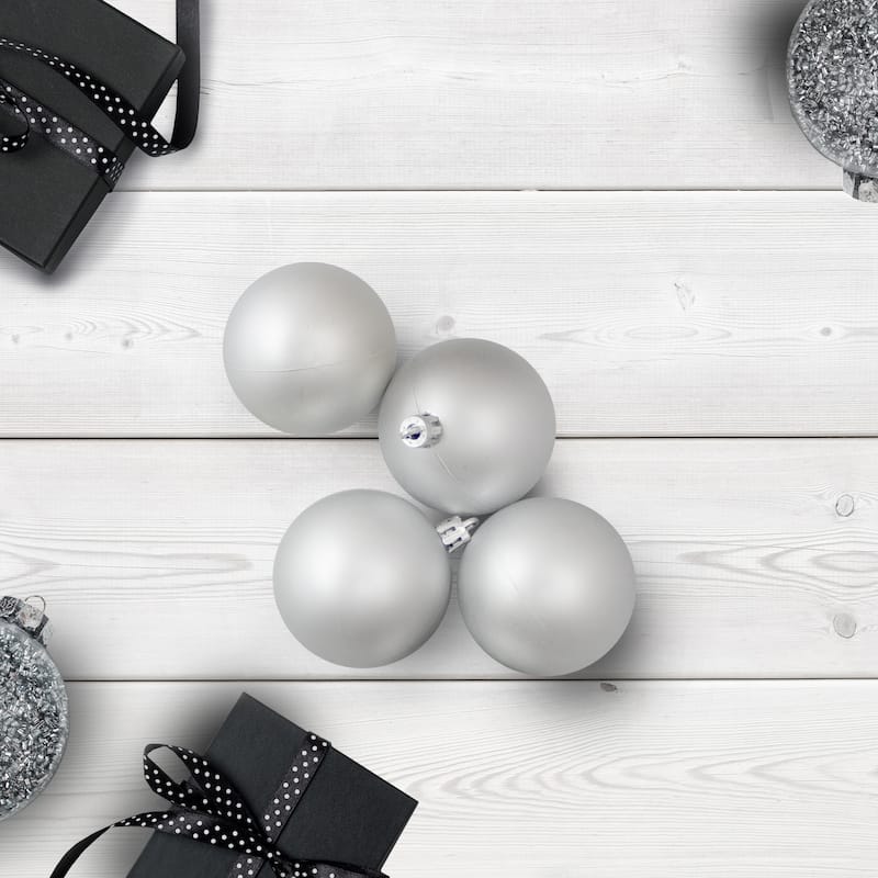 60ct Silver Shatterproof Christmas Ball Ornaments 2.5" (60mm).