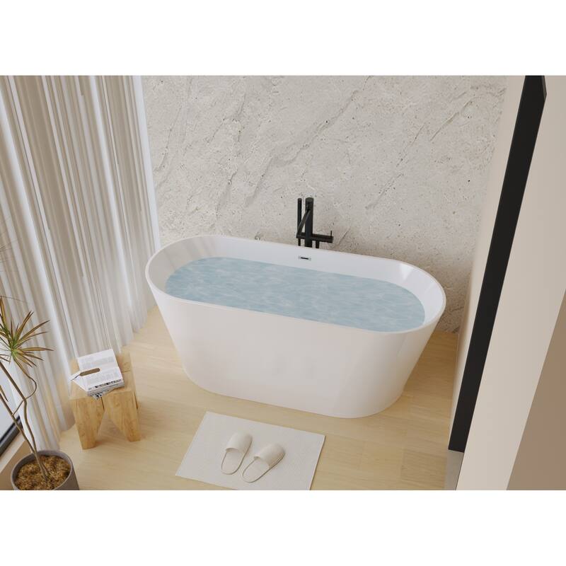GDFStudio - Lillian Modern Freestanding Acrylic Soaking Bathtub with Ergonomic Comfort Design