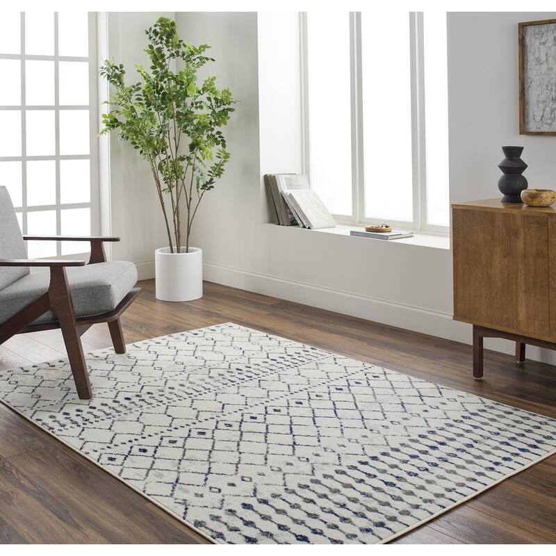 Livabliss Elia Moroccan Trellis Area Rug - Light Gray/Charcoal/ - 7' 10" x 10'