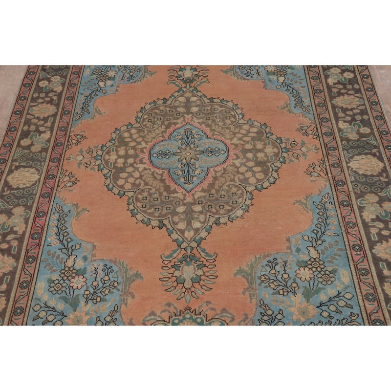 Tabriz Persian Vintage Area Rug Handmade Oriental Wool Carpet - 6'8" x 9'11"