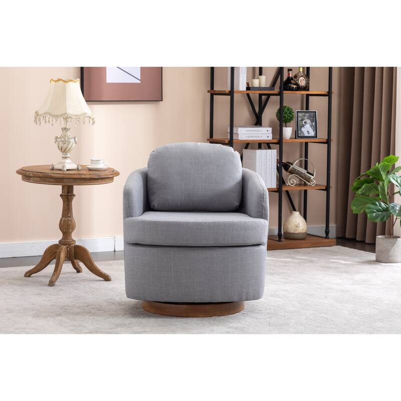 30.3" Swivel Accent Chair with Wood Base