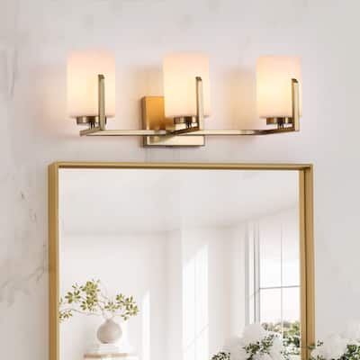 Mid-Century 3-Light Cylinder Opal Glass Wall Sconce Vanity Light