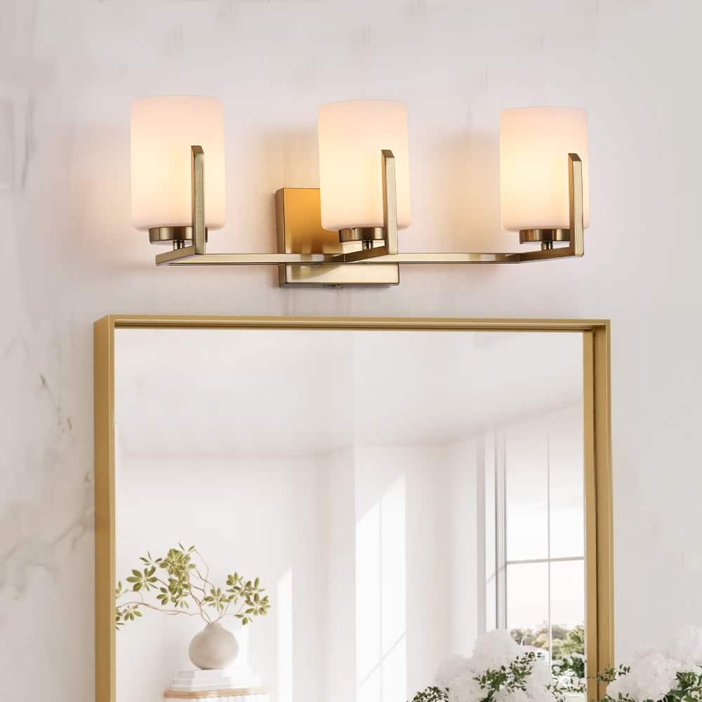 Mid-Century 3-Light Cylinder Opal Glass Wall Sconce Vanity Light