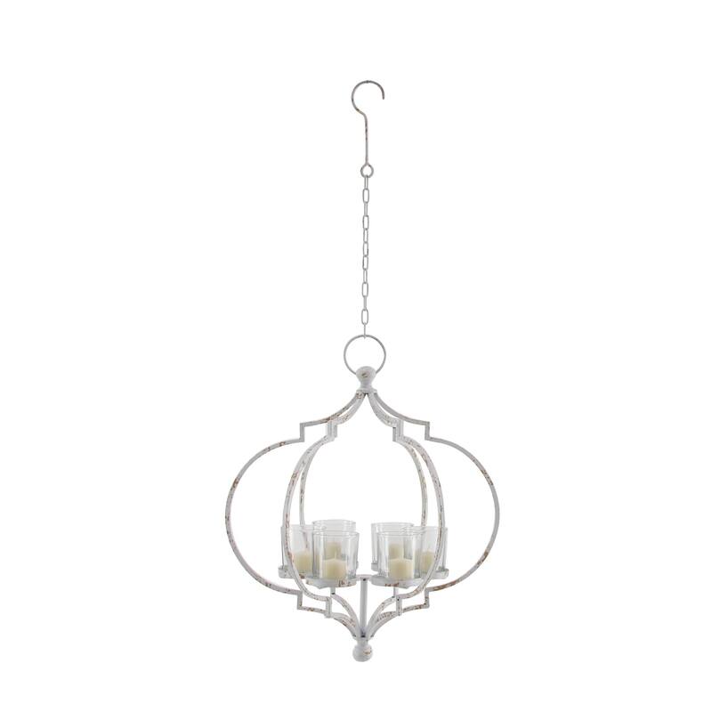 Elegant Decorative Metal Hanging Candelabra - Black or White