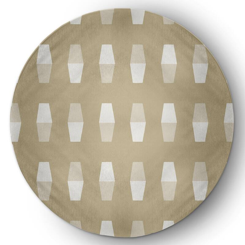 Bowling Pins Nautical Indoor/Outdoor Rug - Taupe - 5' Round