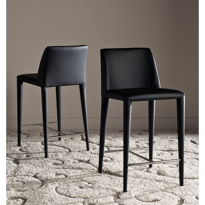 SAFAVIEH Merry Mid-Century 26-inch Black Counter Stool (Set of 2) - 22.6" x 17.4" x 36.2" - 23Wx17Dx36H
