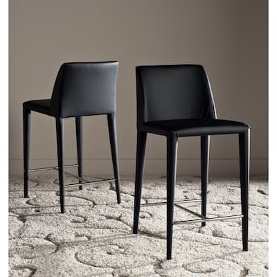 SAFAVIEH Merry Mid-Century 26-inch Black Counter Stool (Set of 2) - 22.6" x 17.4" x 36.2" - 23Wx17Dx36H