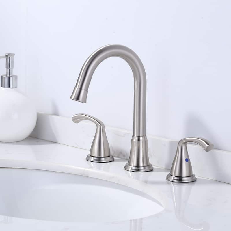 WOWOW 3-Hole Widespread Double Handle Bathroom Faucet