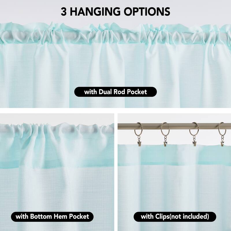 Sheer Cafe Sheer Curtains 2 Panel Set for Kitchen