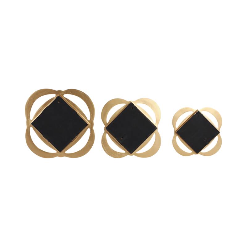 Metal Decorative Wall Decor Floral Design (Set of 3) - 16/14/12" Gold