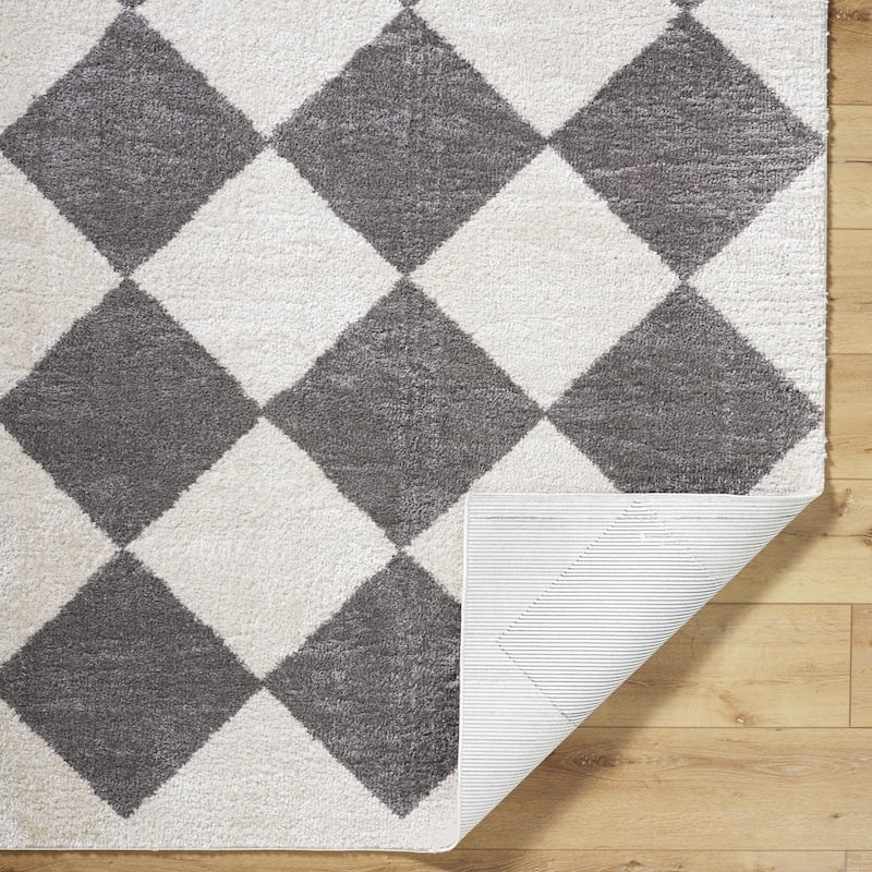 Livabliss Scandinavian Fossay Shag Diamond Washable Area Rug