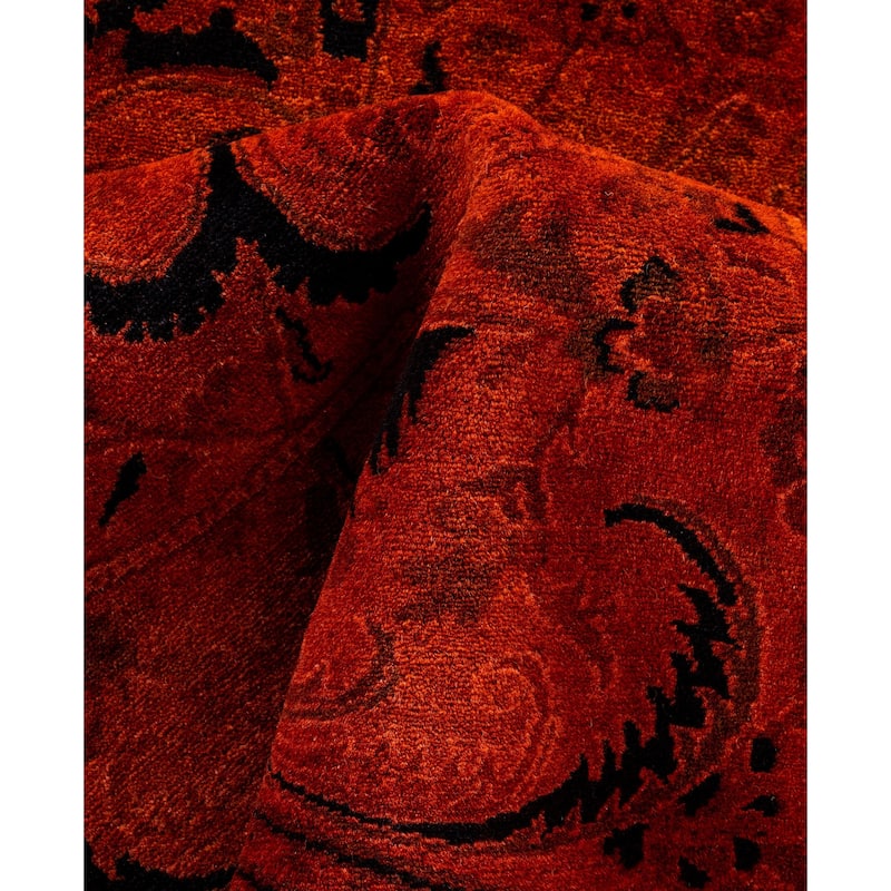 Overdyed One-of-a-Kind Hand-Knotted Area Rug - Orange - 12' 1" x 12' 1"