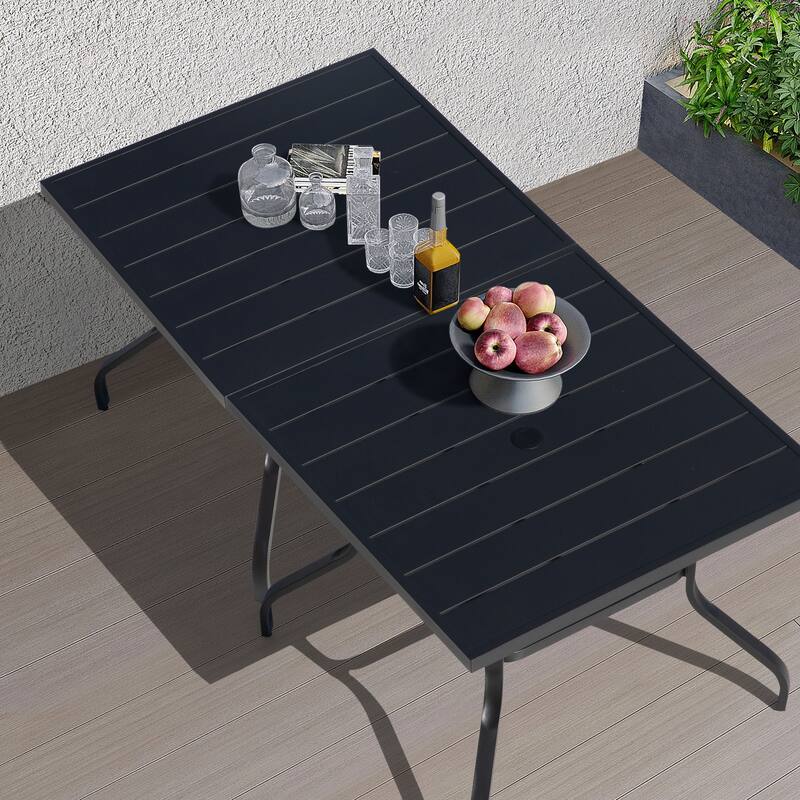Outdoor Square 37 Inch Iron Dining Table with 1.57'' Umbrella Hole