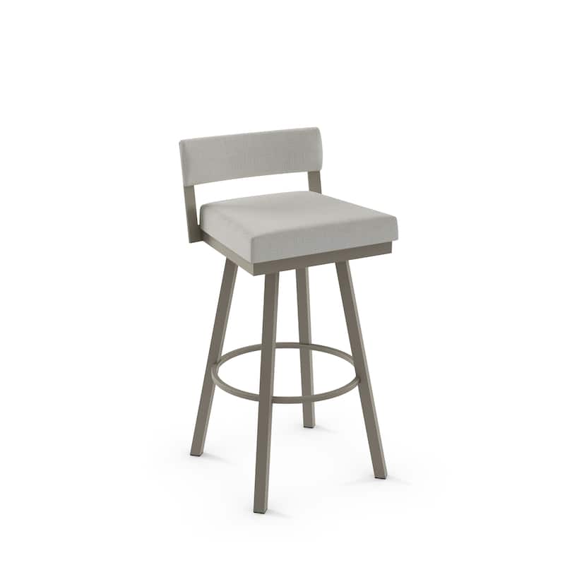 Amisco Travis Swivel Counter and Bar Stool - Beige Grey Polyester / Matt Light Grey Metal - Bar Height