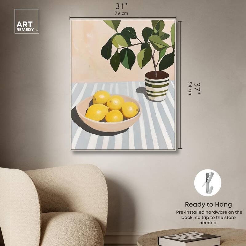 Lemon with Green Canvas by Art Remedy
