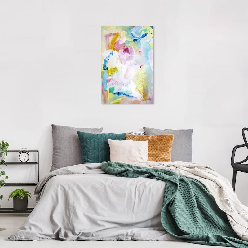 Wynwood Studio Canvas Abstract Colors at the Field White and Light Blue Modern & Contemporary Wall Art Canvas Print - 24 x 16