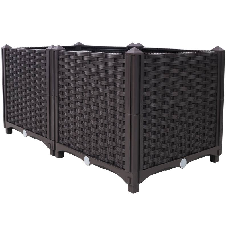 Anmytek Deep Raised Garden Bed Self Watering Plastic Planter Box for Vegetables Flowers and Herbs 31.5L x 15.7W x 14.7H