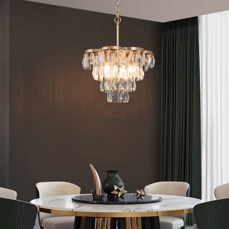 Modern Glam 4-light Crystal Chandelier for Living/ Dining Room - D15.4" x H16"