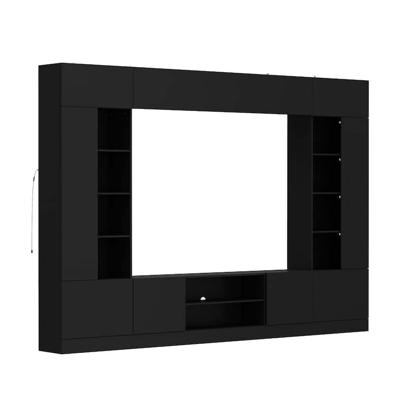114.2"W Large Modern TV Console Table Media Entertainment Center