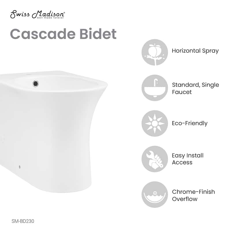 Swiss Madison SM-BD230 Cascade Floor Mounted Bidet with 1 Hole Drilled