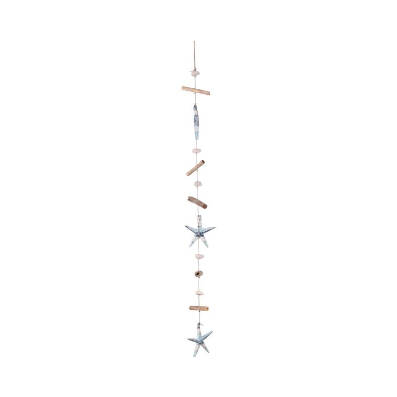 Decorative Wooden Boat Hanging Beaded Garland - 39", Blue & White
