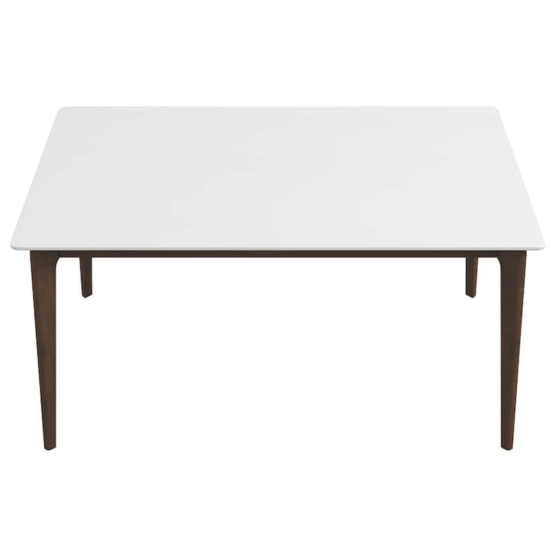 Lindsey Mid-Century Modern Solid Wood Dining Table with White Top and Walnut Legs, 59 inches for Bedroom Hallway, Entryw