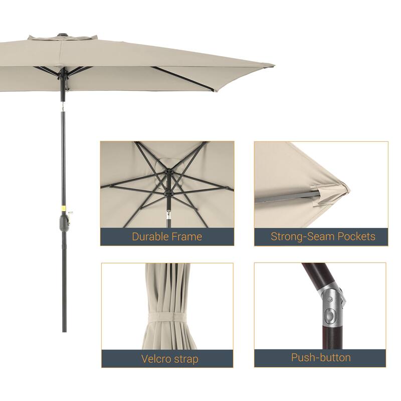 LIVOOSUN 6x9Ft Patio Market Umbrella Weather-Resistant Table Umbrella