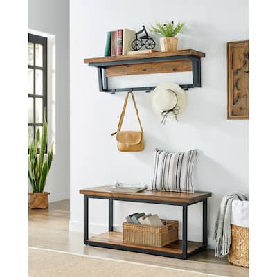 Carbon Loft Ciaravino 40-inch Rustic Wood Coat Hook and Bench Set