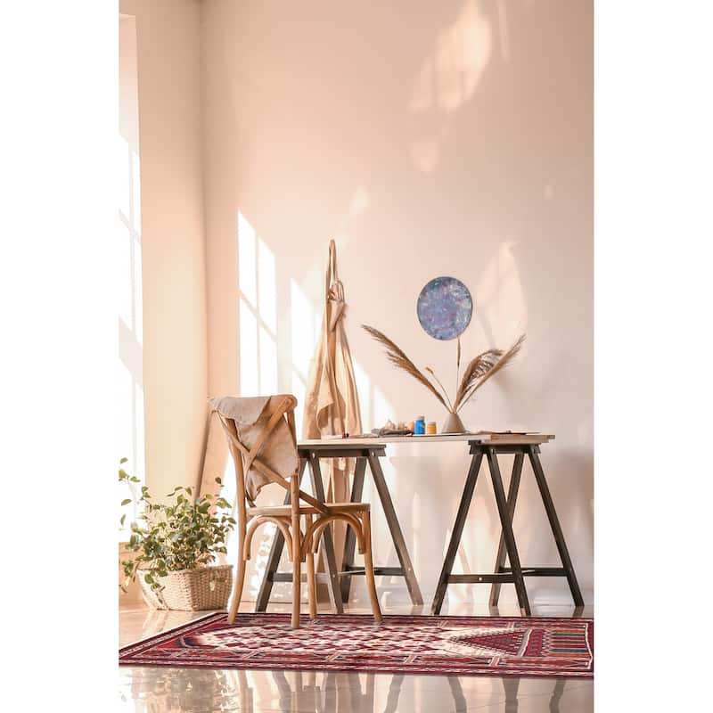 ECARPETGALLERY Hand-knotted Royal Baluch Cream, Red Wool Rug - 3'6 x 6'4