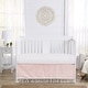 preview thumbnail 2 of 0, Pink Boho Bohemian Collection Girl Crib Bed Skirt - Solid Color Blush Pink White Farmhouse Chic Minimalist Tassel Fringe Macrame