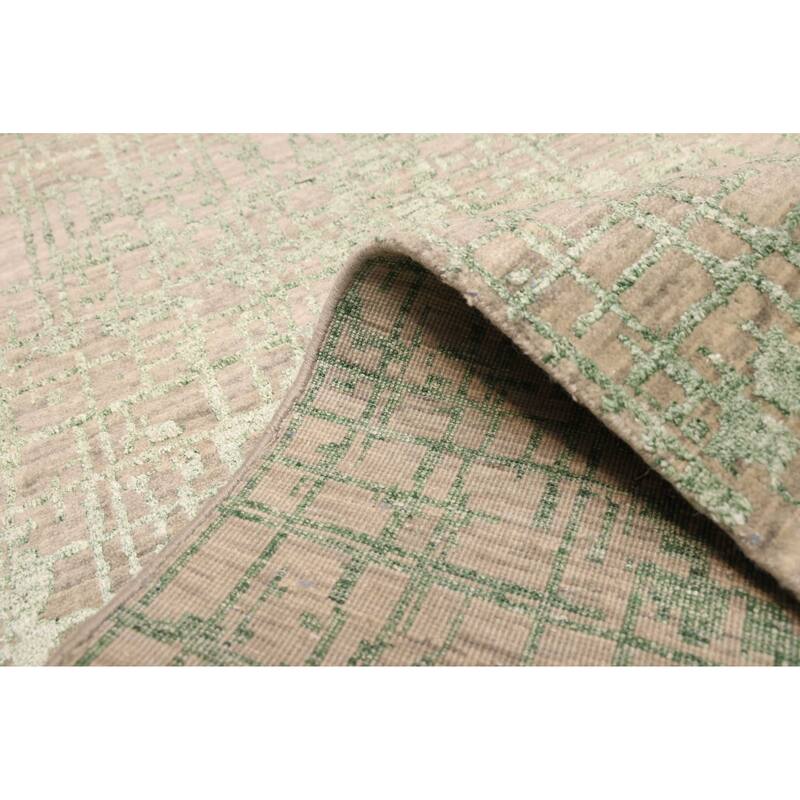 ECARPETGALLERY Hand-knotted Legacy Light Green Silk, Wool Rug - 2'6 x 12'2