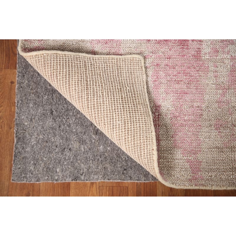 Pink Abstract Modern Area Rug Hand-Knotted Wool Carpet - 7'9"x 9'8"