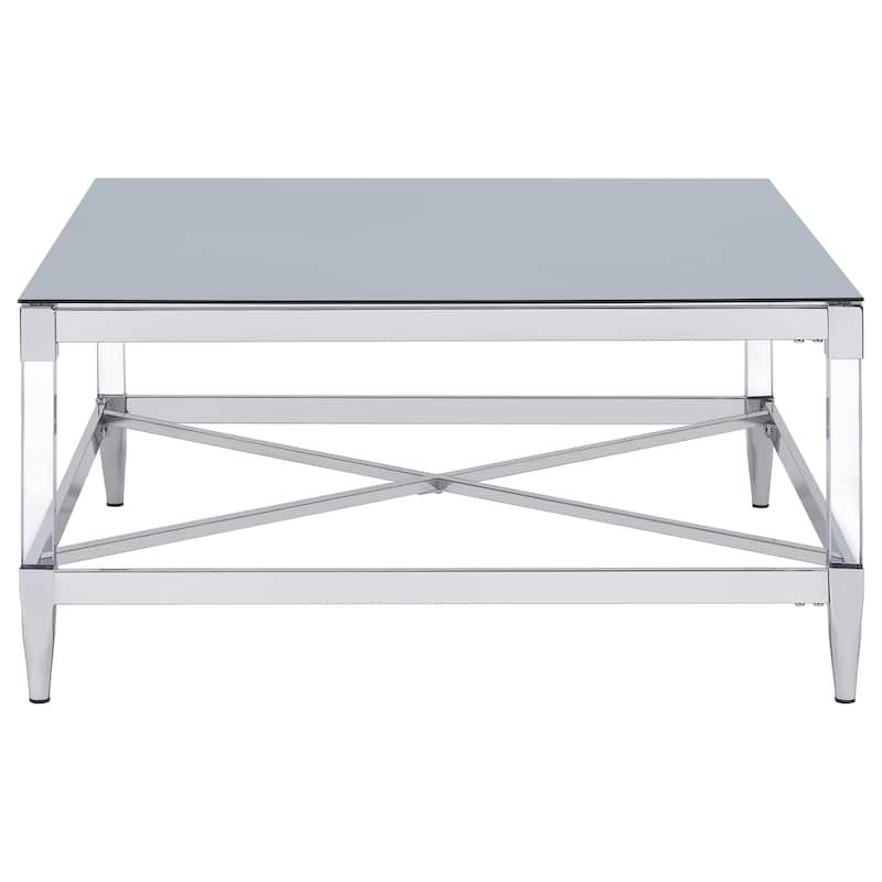 Lindley Square Tempered Mirror Acrylic Coffee Table Chrome