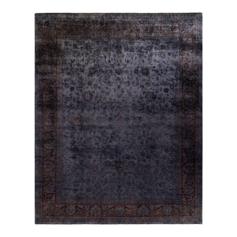 Overton Hand Knotted Wool Vintage Inspired Modern Contemporary Overdyed Gray Area Rug - 8' 4" x 10' 4"