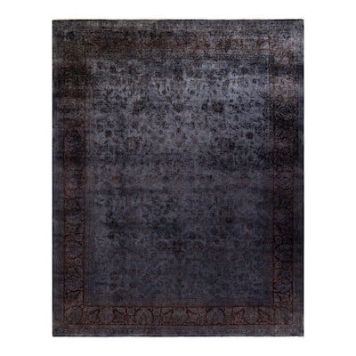 Overton Hand Knotted Wool Vintage Inspired Modern Contemporary Overdyed Gray Area Rug - 8' 4" x 10' 4"
