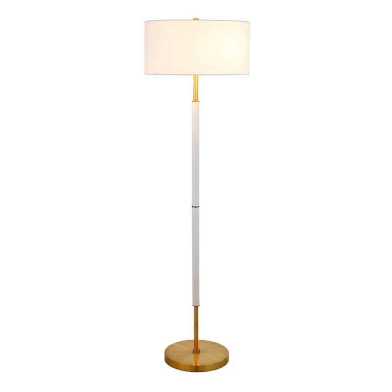 61-Inch Two Light Floor Lamp with Frosted Glass Drum Shade for Living Room