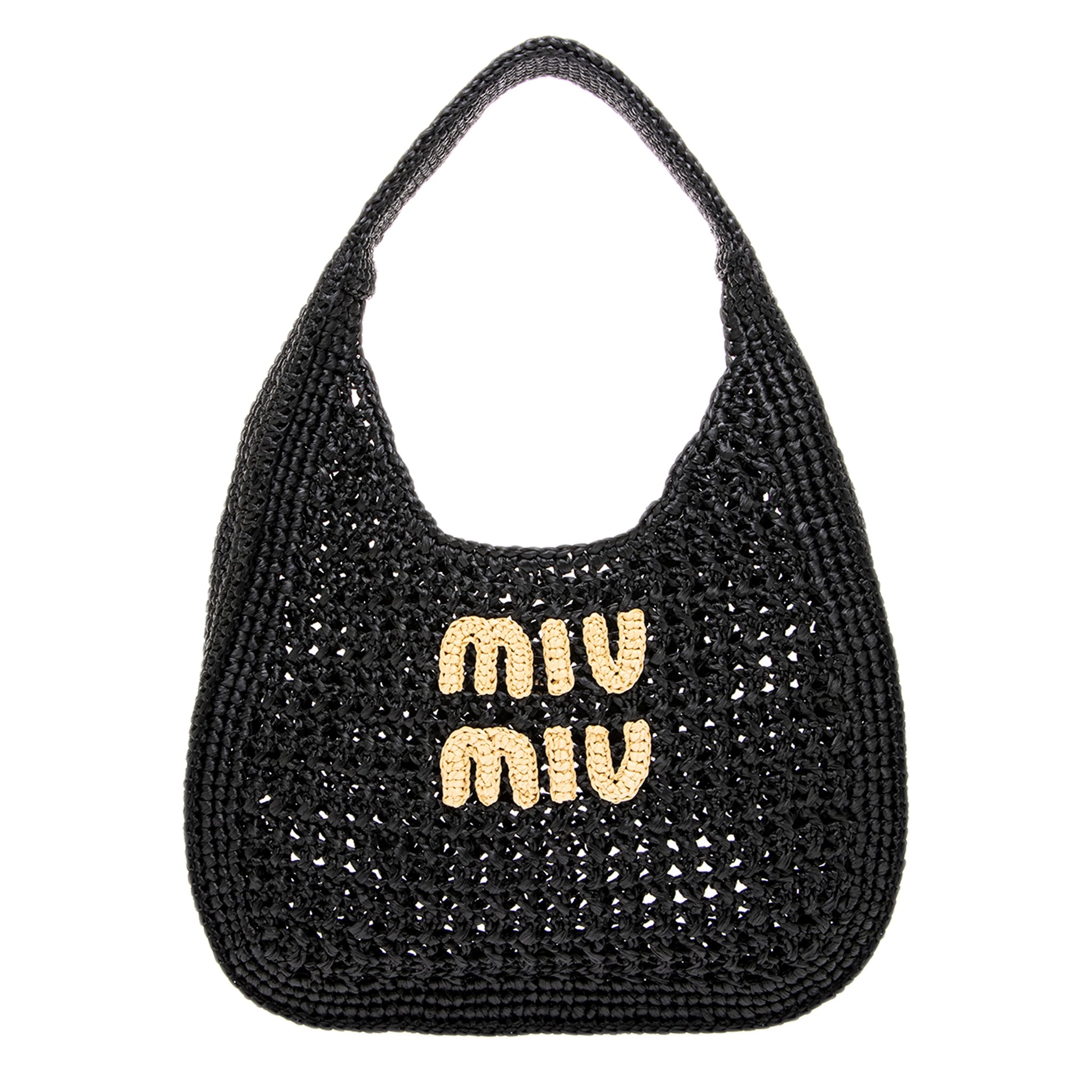 Miu Miu Raffia Effect Hobo Bag