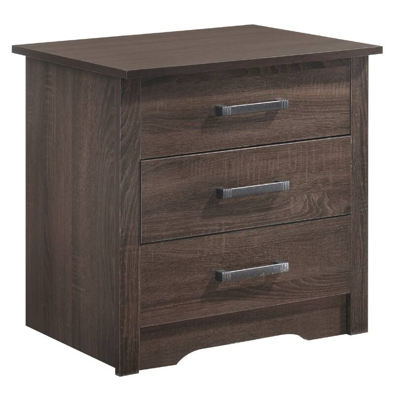 3-Drawer Wooden Nightstand - 23" - Dark Brown
