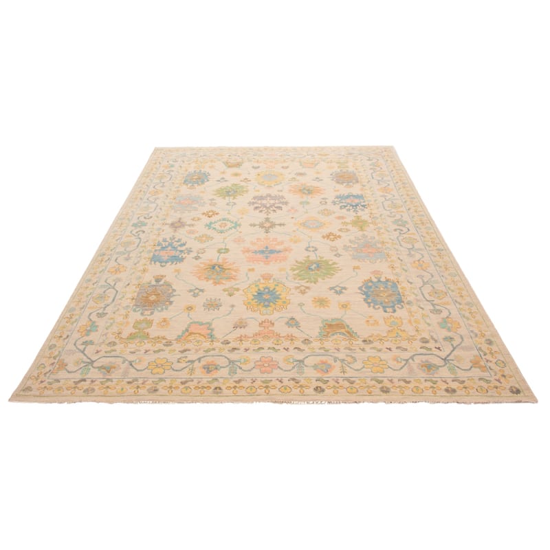 ECARPETGALLERY Hand-knotted Modern Oushak Ivory Wool Rug - 9' 11" x 13' 7"