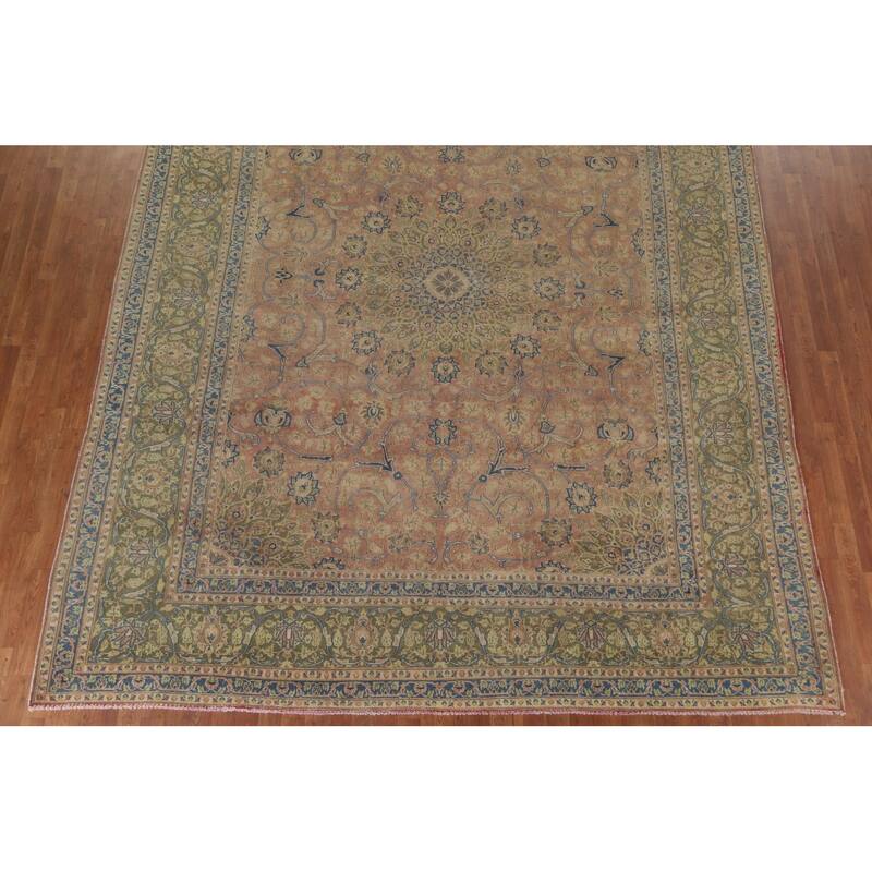 Hand Knotted Oriental 100% Wool Carpet Traditional Floral Pink Kashmar Area Rug - 12' 6'' X 9' 9''