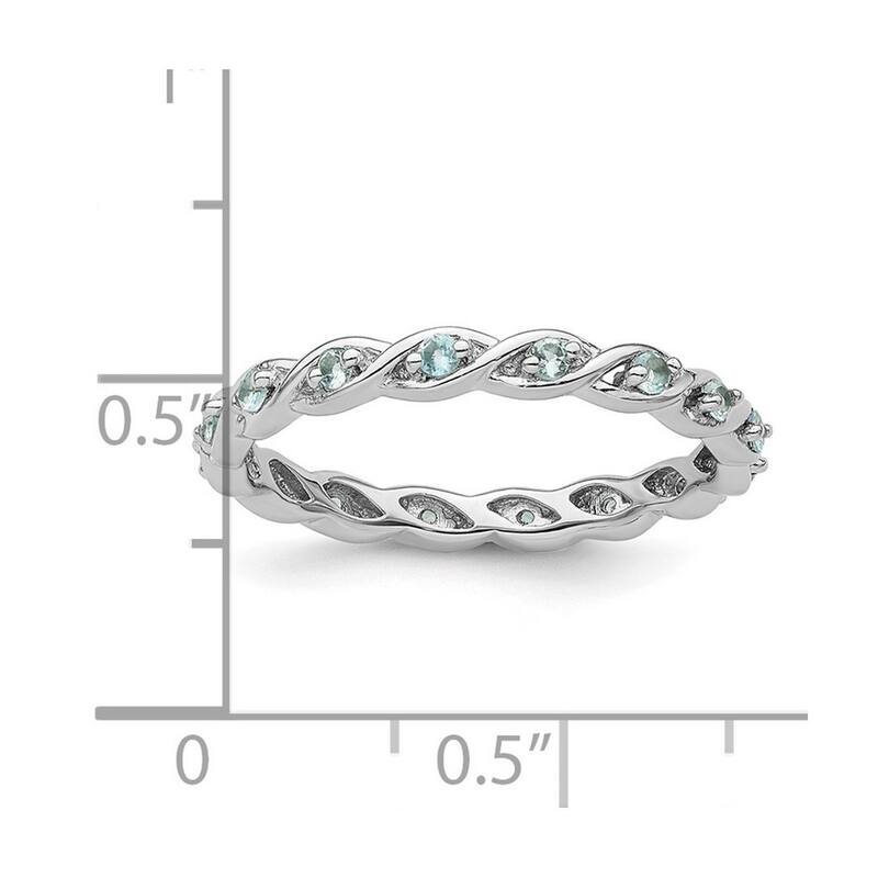 Curata 2.5mm 925 Sterling Silver Polished Prong set Stackable Expressions Blue Topaz Ring