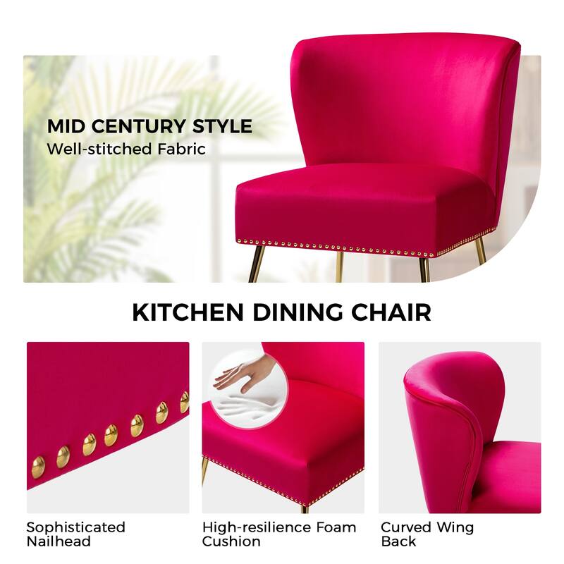 Celtia Modern Velvet Accent Side Chair with Nailhead Trim by HULALA HOME