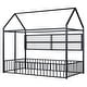 preview thumbnail 23 of 70, Full Size Metal House Bed Frame with Built-In Grid Shelves, Playful Canopy Design and Space-Saving Storage
