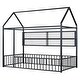 preview thumbnail 9 of 58, Metal Floor Bed House Bed Frame with Fence and Storage Shelves