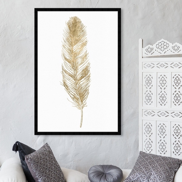 Oliver Gal 'Feather' Fashion and Glam Wall Art Framed Print Feathers - Gold, White. Opens flyout.